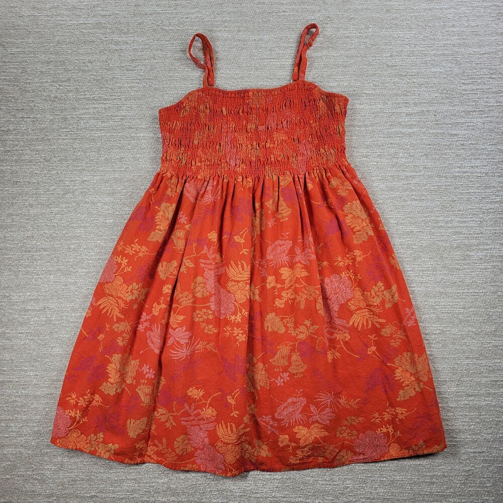 Universal Thread Dress Womens Medium Orange Smocked Top Adjustable Straps Summer